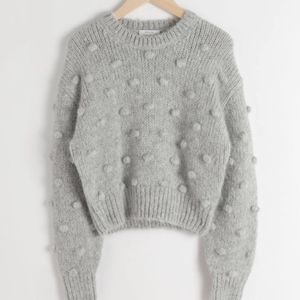 & Other Stories Gray PomPom Sweater